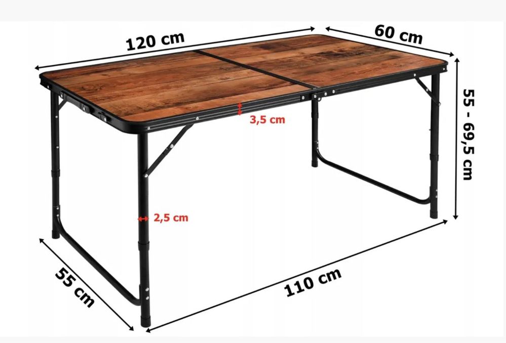Розкладний посилений столик + 4 стільці для пікніку