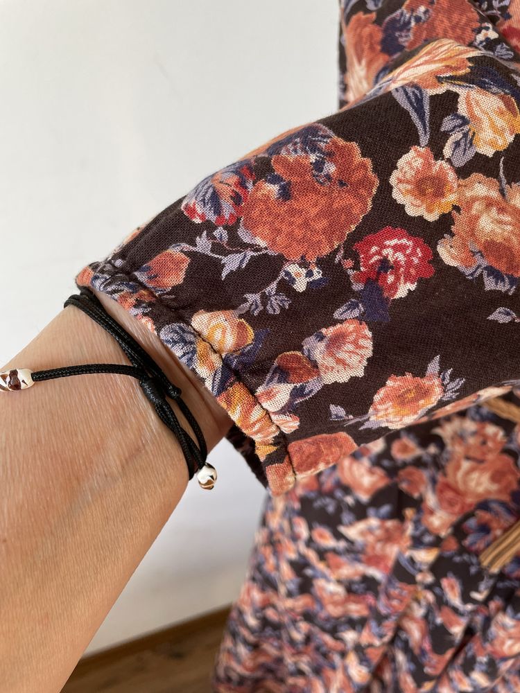 Bawelniana sukienka  maxi LINDEX, brazowa w kwiaty, 100% bawełna