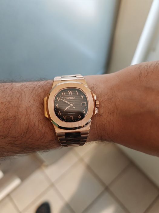 Zegarek mechaniczny Seiko Mod Nautiqus Rose Gold