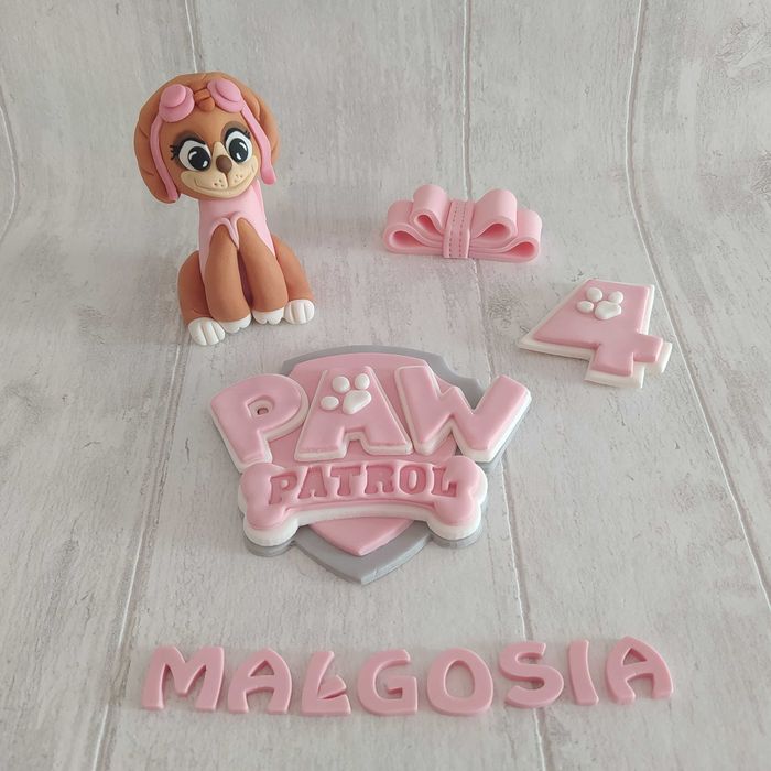 Psi Patrol logo cyfra Skye figurki na tort z masy cukrowej Zestaw