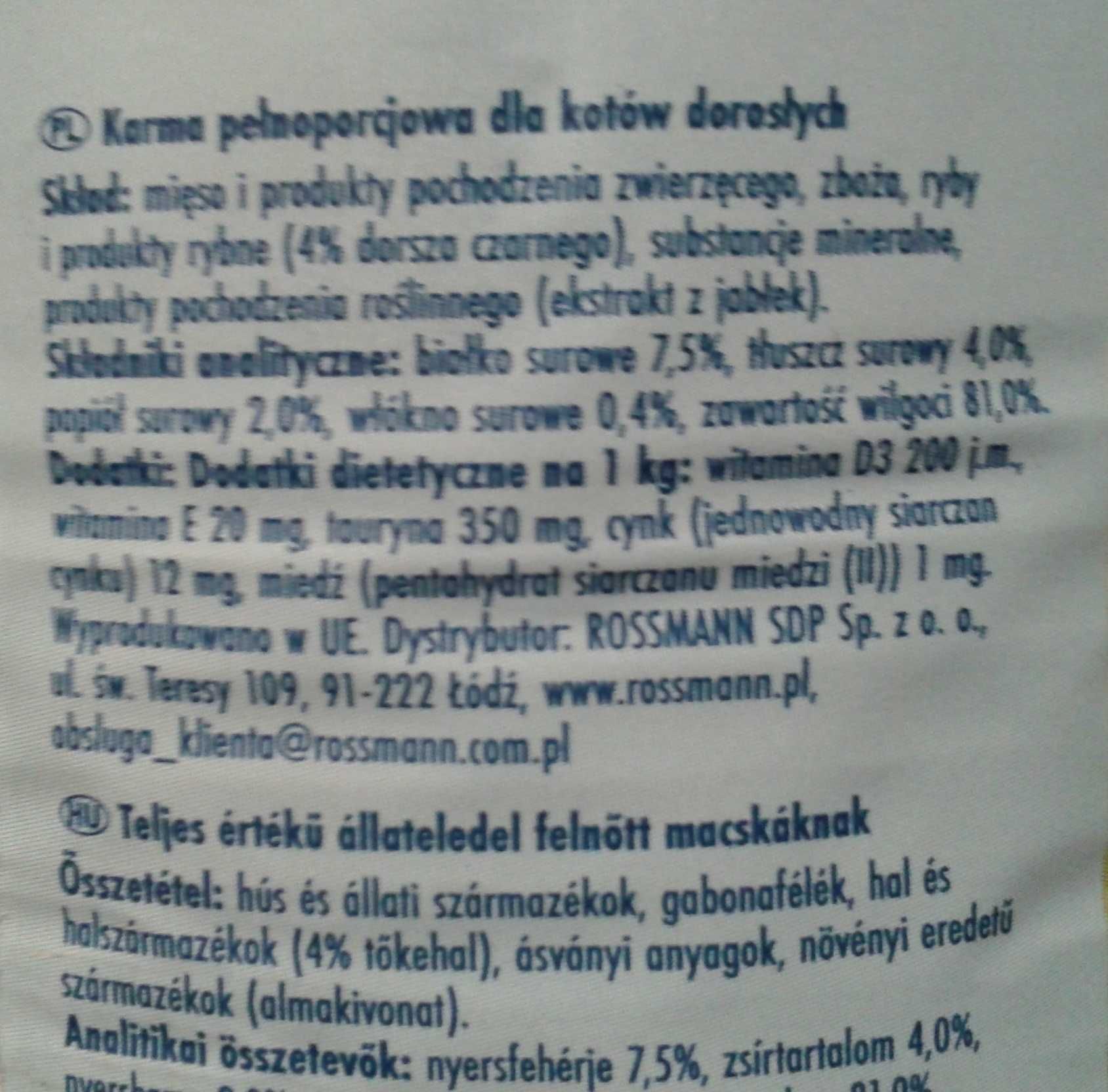 Winston Karma mokra dla kotów Z DORSZEM CZARNYM puszka 2 x 400g