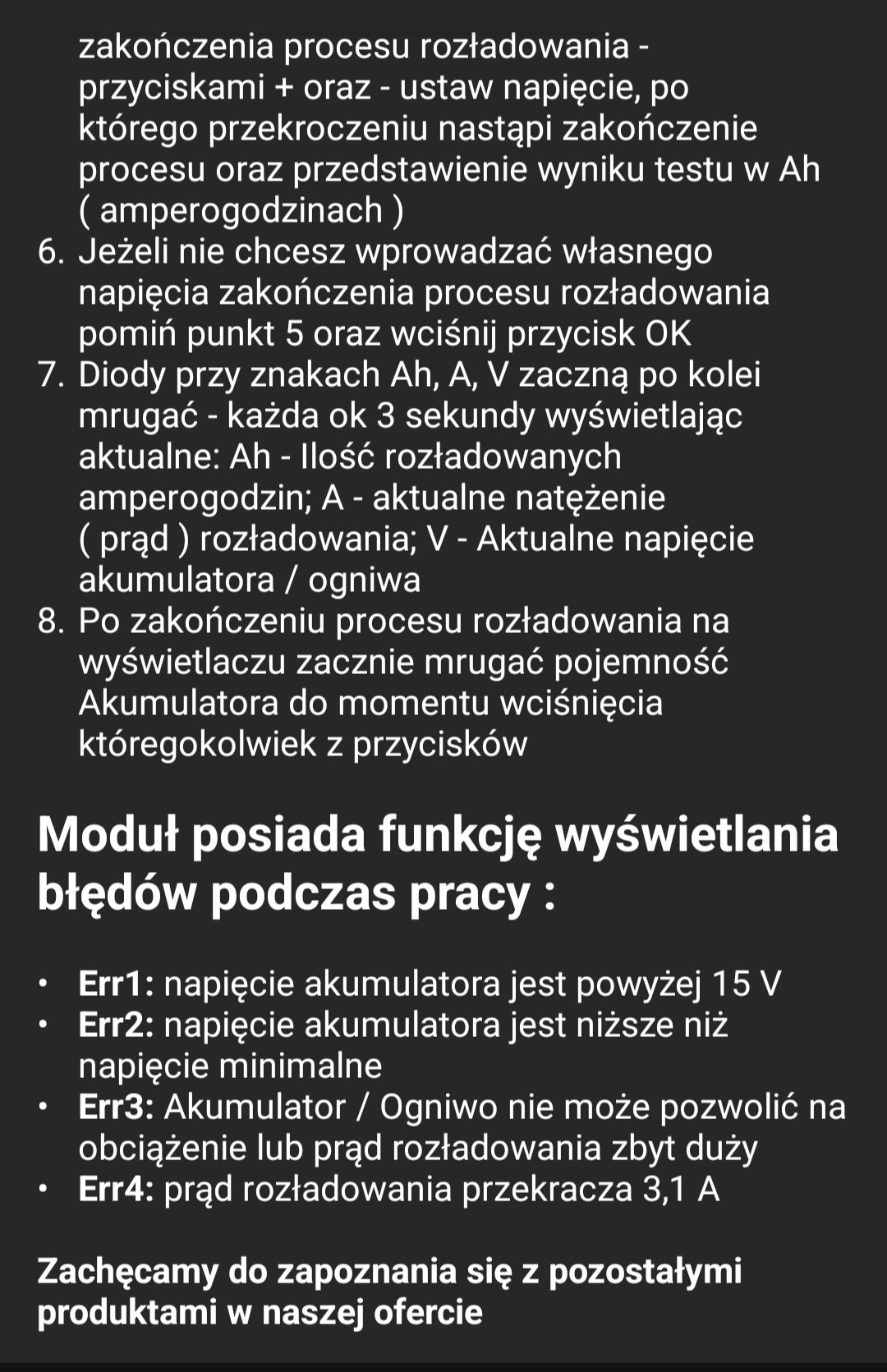 Tester pojemnosci akumulatorków