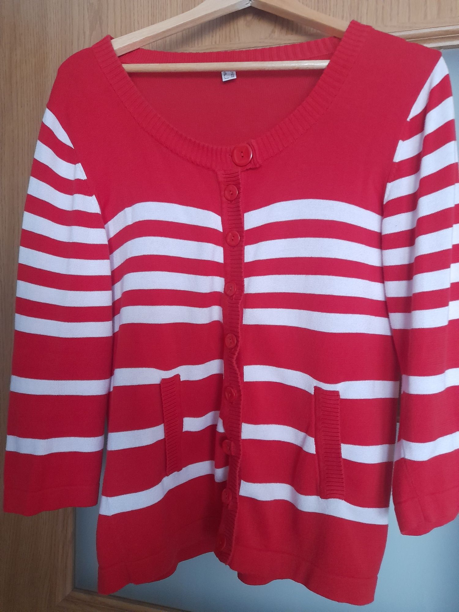 Sweter/kardigan czerwono-biały