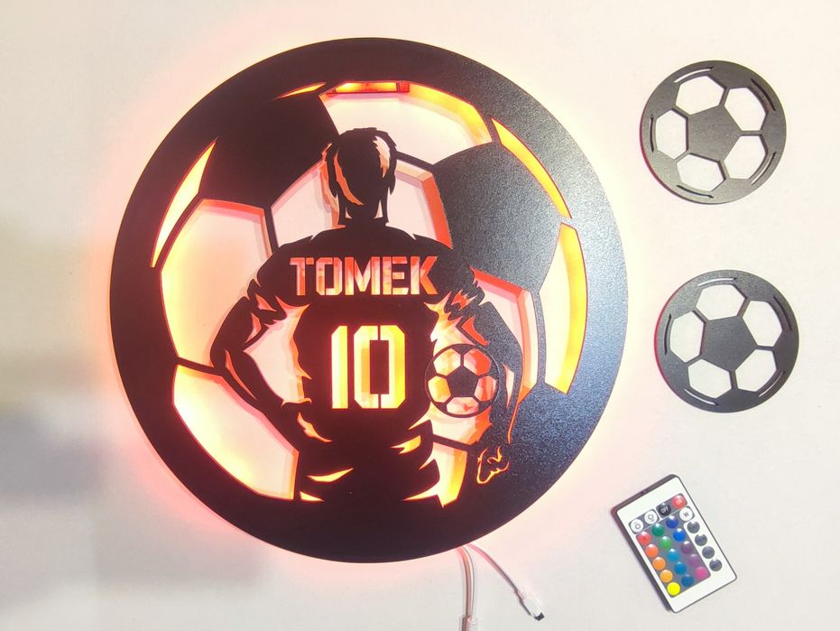 Lampka led piłkarz piłka nożna imię numer  personalizacja