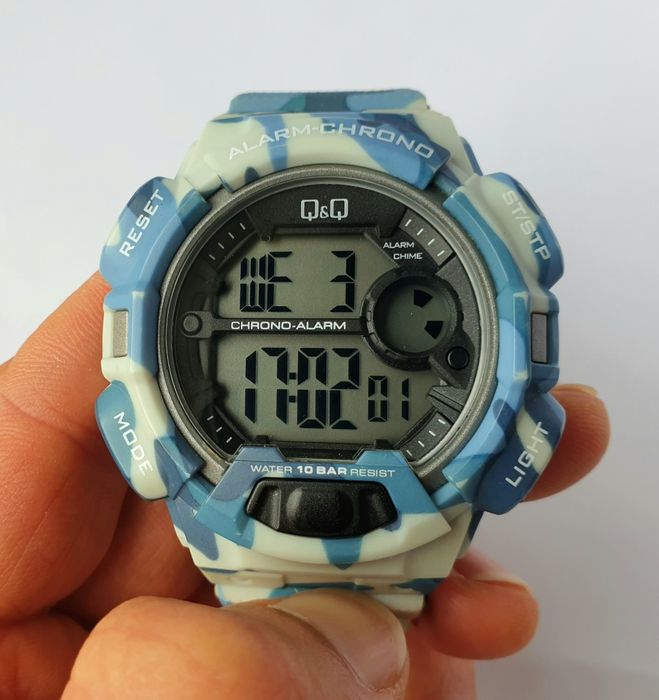Zegarek Q&Q digital military blue camo alarm wr100