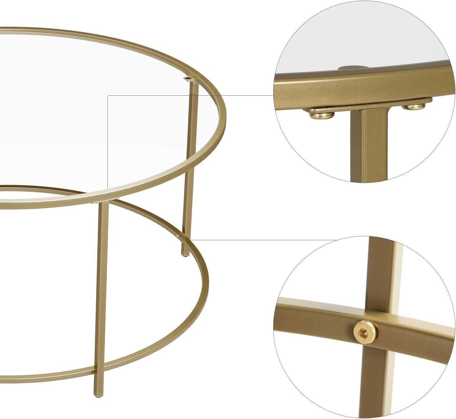 Stół okrągły szklany złoty Nowy salon Loft stolik kawowy nowoczesny