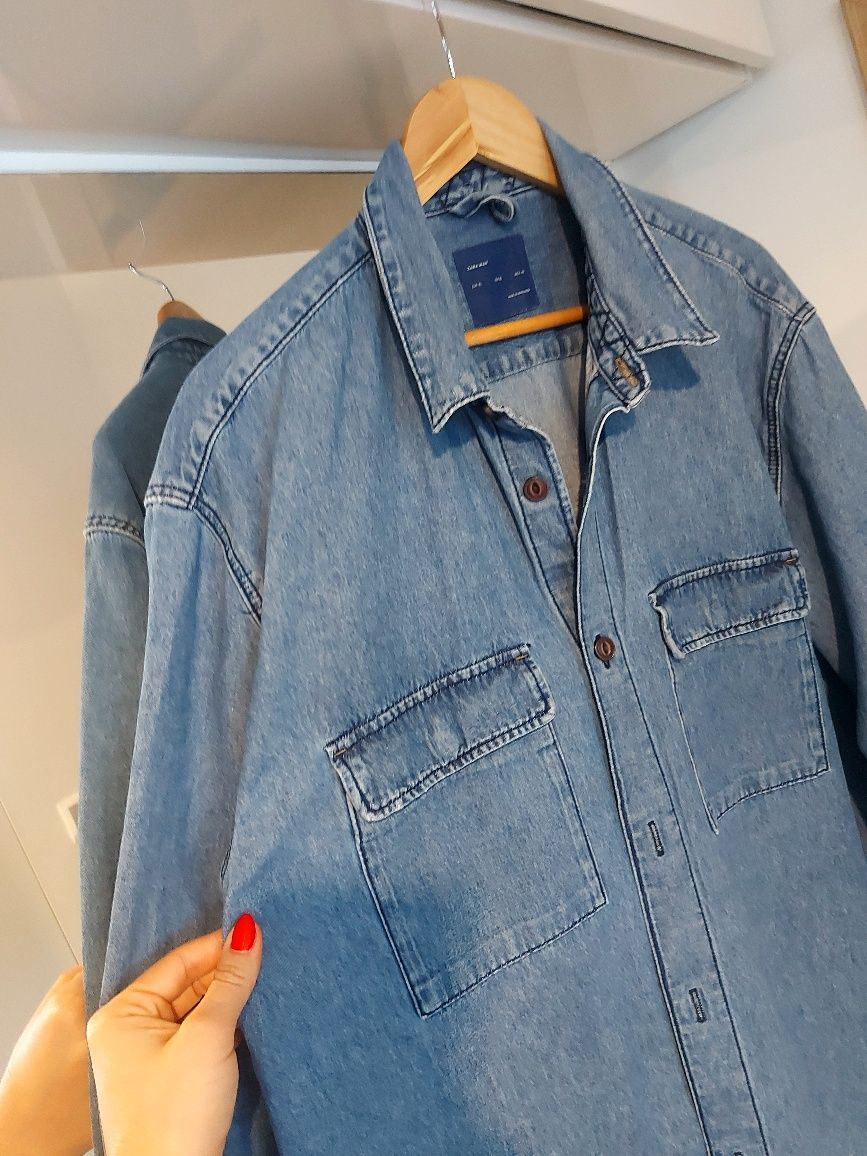 Zara Man męska koszula jeansowa roz XL niebieska bawełna