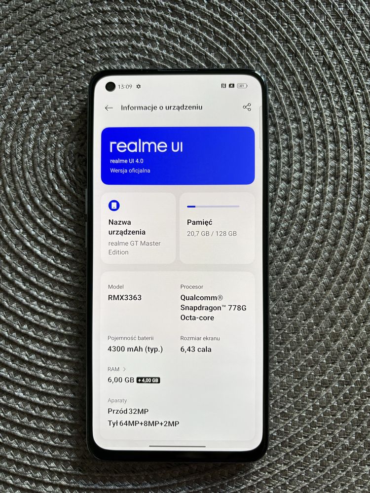 Realme GT Master Edition 5G biały 6/128 GB 120Hz