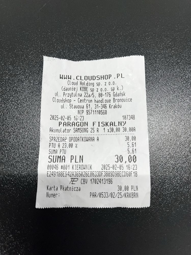 Akumulator samsung 18 650 2,5tys mAh 20A 3.7V