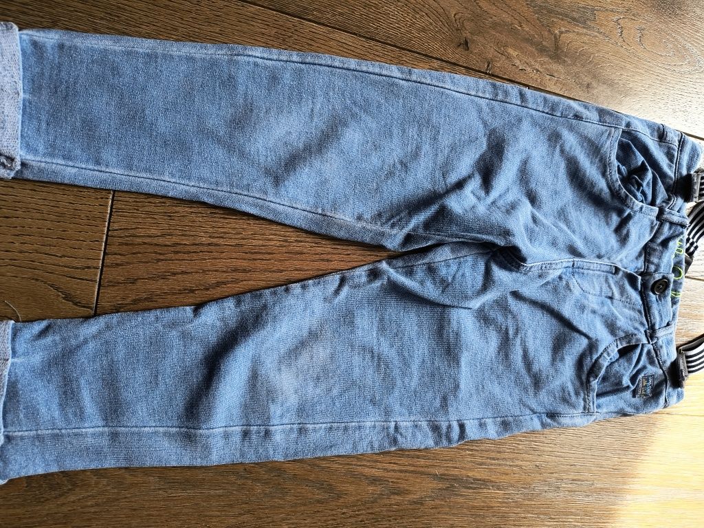 Spodnie dresowe jeansowe z szelkami 98 cm Smyk