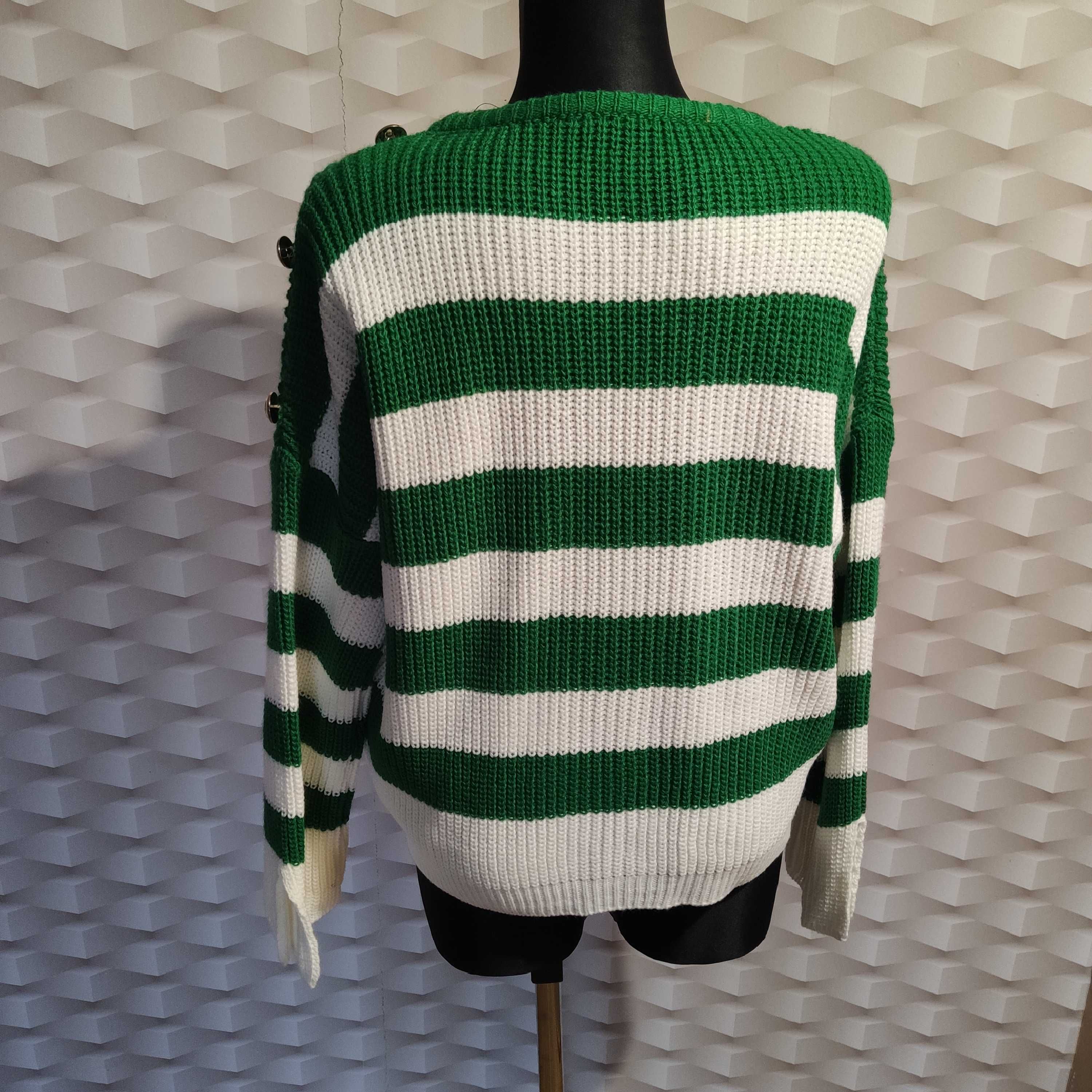 sprzedam nowy sweter w pasy zielono białe Felice 46