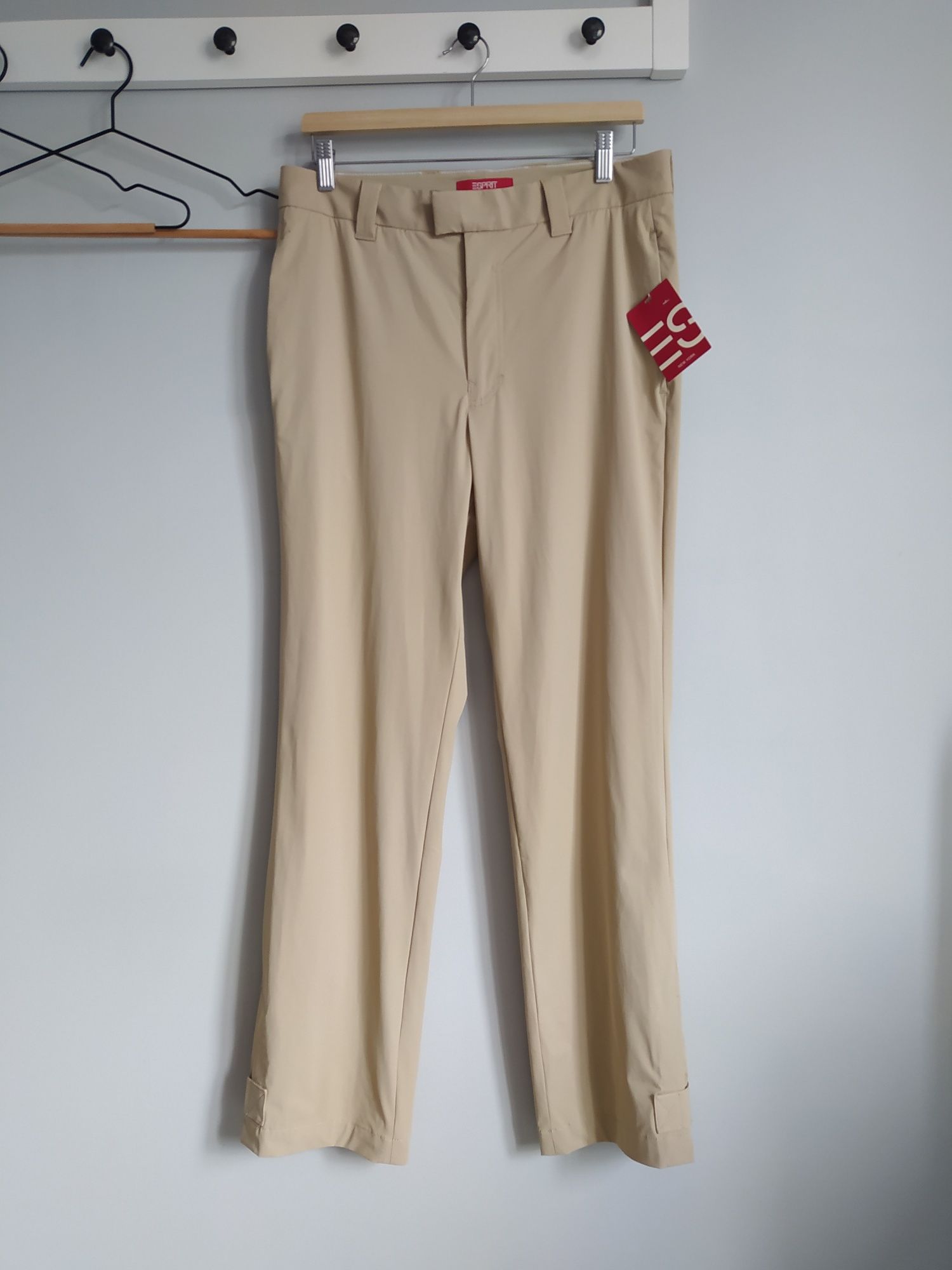 Beżowe, lekkie, lejące, letnie spodnie damskie Esprit New York 32/ 42