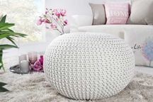 WYPRZEDAŻ Pufa dziergana Leeds 50 cm biała