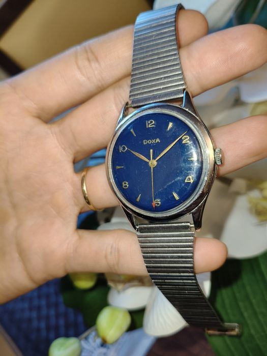 Zegarek męski mechaniczny Doxa granatowa tarcza