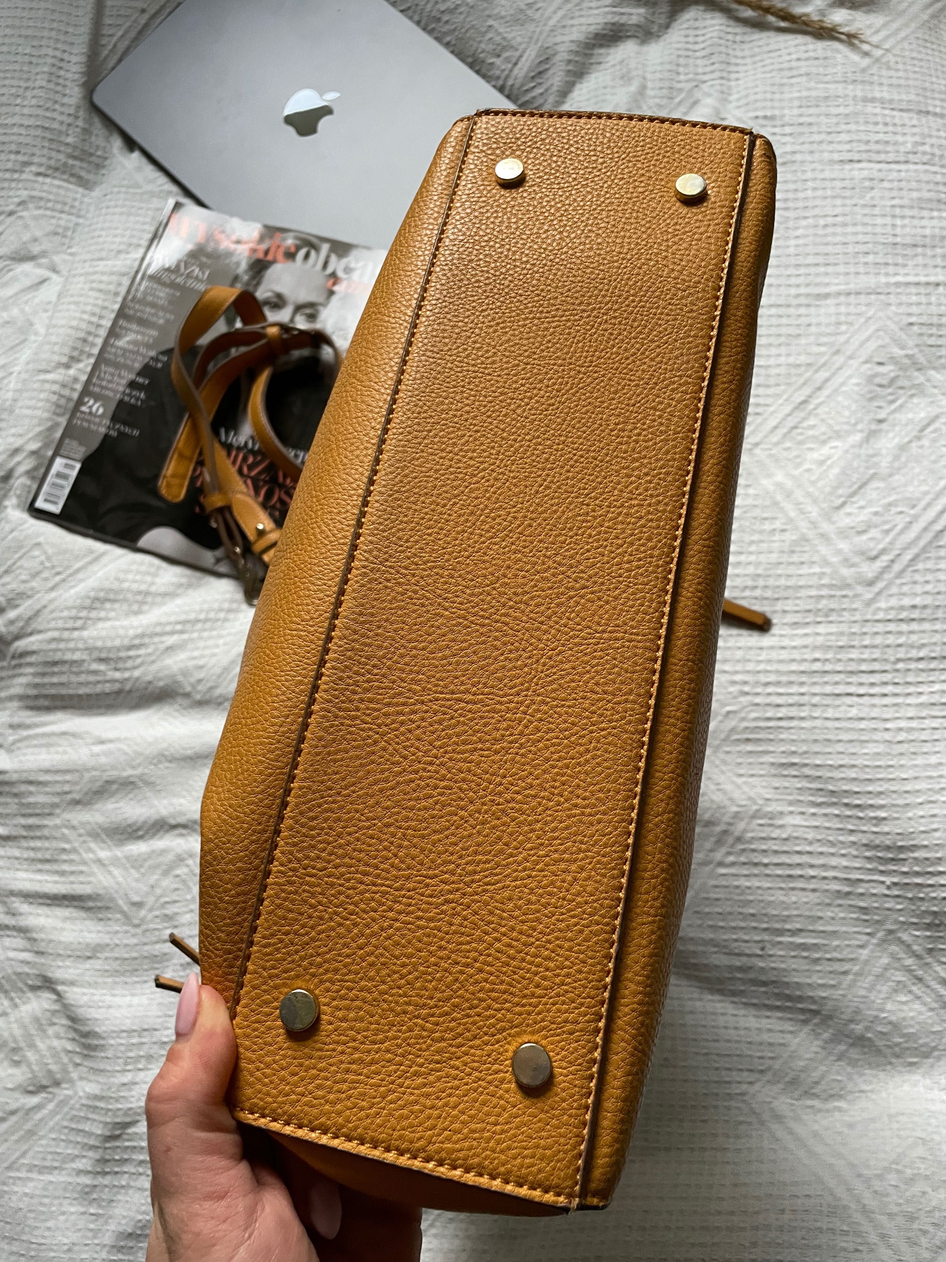 Torebka Parfois pakowna miodowa żółta musztardowa torba shopper
