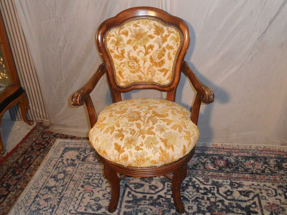 Fotel Biurowy Obrotowy Dębowy Stelaż  Unikat  z Włoch