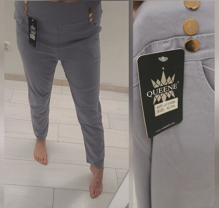 Piękne spodnie kolor asfalt queene nowe z metką L gumka lycra hit