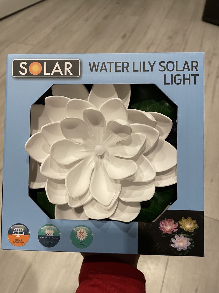 Lampa Solarna Lilia Wodna Led Z Panelem Słonecznym 18cm biała nowa