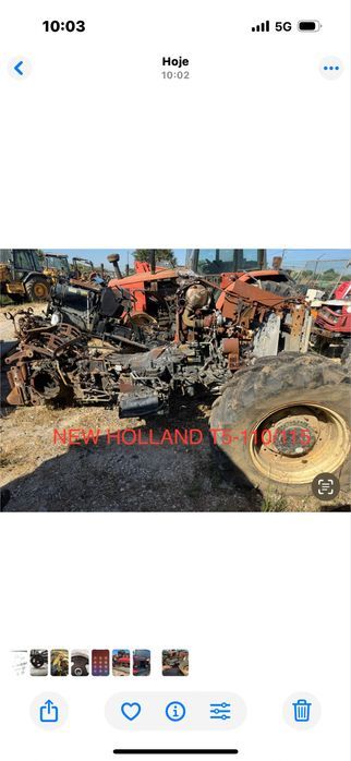 New Holland T5-115 acidentado para peças
