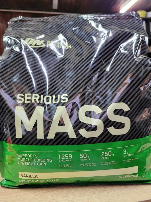 Гейнер Optimum Nutrition Serious Mass.  Банан, Ваніль, полуниця