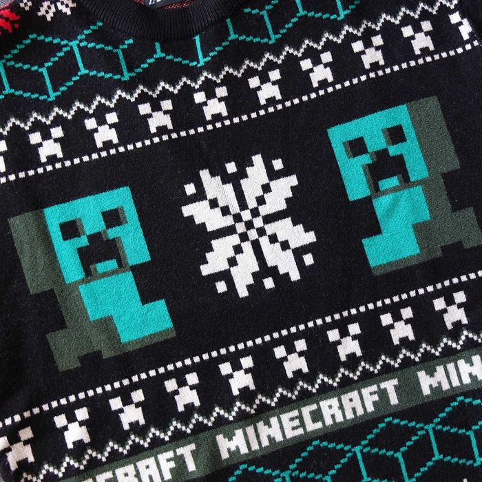 Dzianinowy sweter świąteczny z motywem Creeper Minecraft Zara r.122