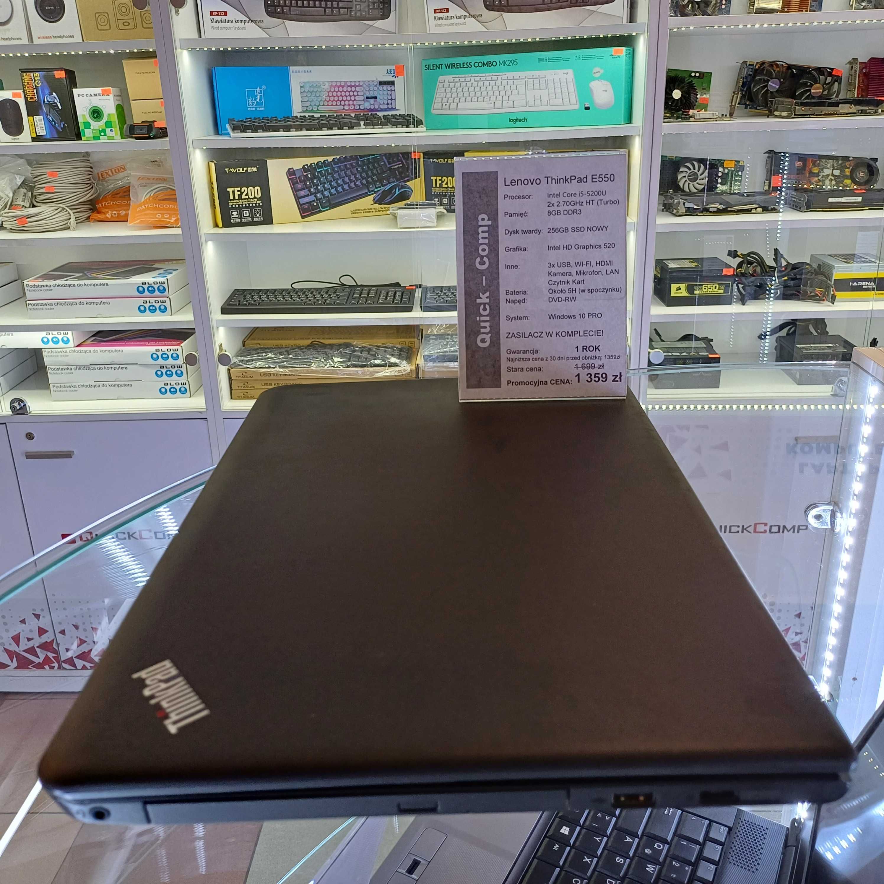 Laptop Lenovo ThinkPad E550 i5 / 16GB / 256GB SSD / 1 ROK GWAR W10