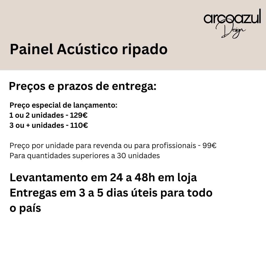 Painel Acustico Ripado - Carvalho Natural - 60x240cm By Arcoazul