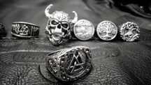 Vegvisir kompas Wikingów sygnet nordycki pierścień Valknut węzeł runy