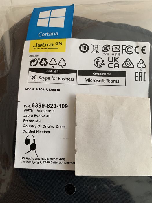 Phones/ auscultadores Jabra Evolve 40 novos