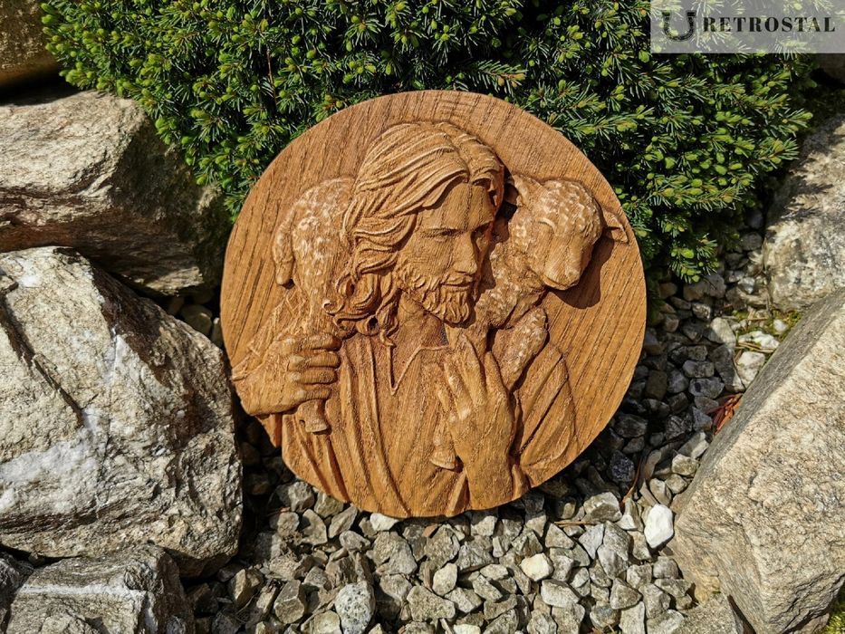 Obraz w drewnie prezent na ślub Jezus 55 cm