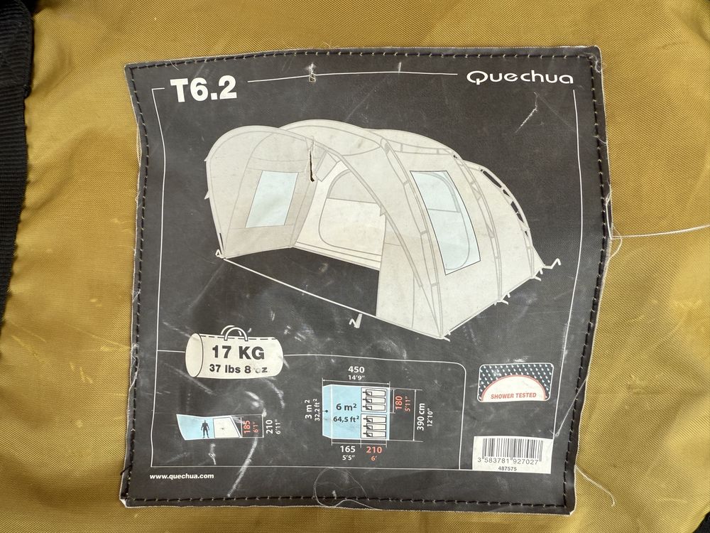 Namiot Quechua T6.2 BDB stan używany kilka razy.