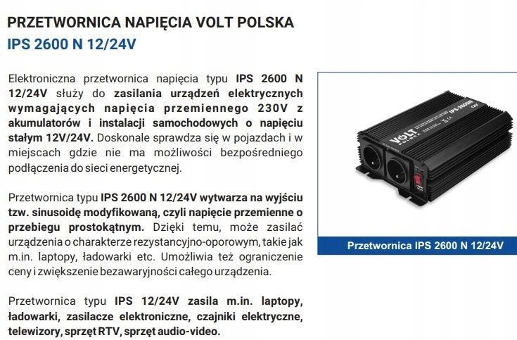 Przetwornica Napięcia Volt Ips 2600 N 12/230V