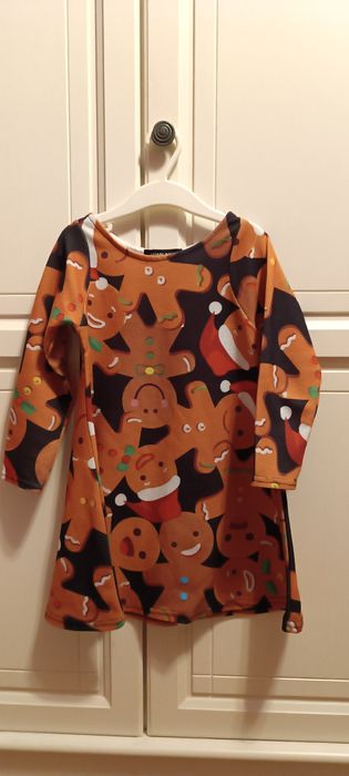 Sukienka piernikowy ludzik, na święta 5-6 lat