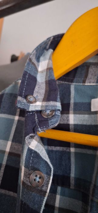 Camisa xadrez azul e verde