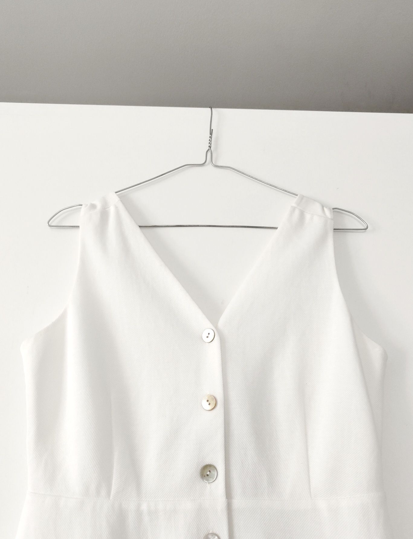 Sukienka Massimo dutti 36 S biała złamana biel wiskozowa midi