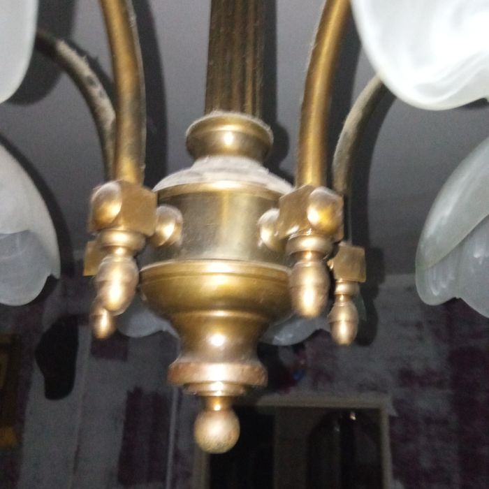 Żyrandol mosiężny PRL antyk vintage kolekcja wystrój