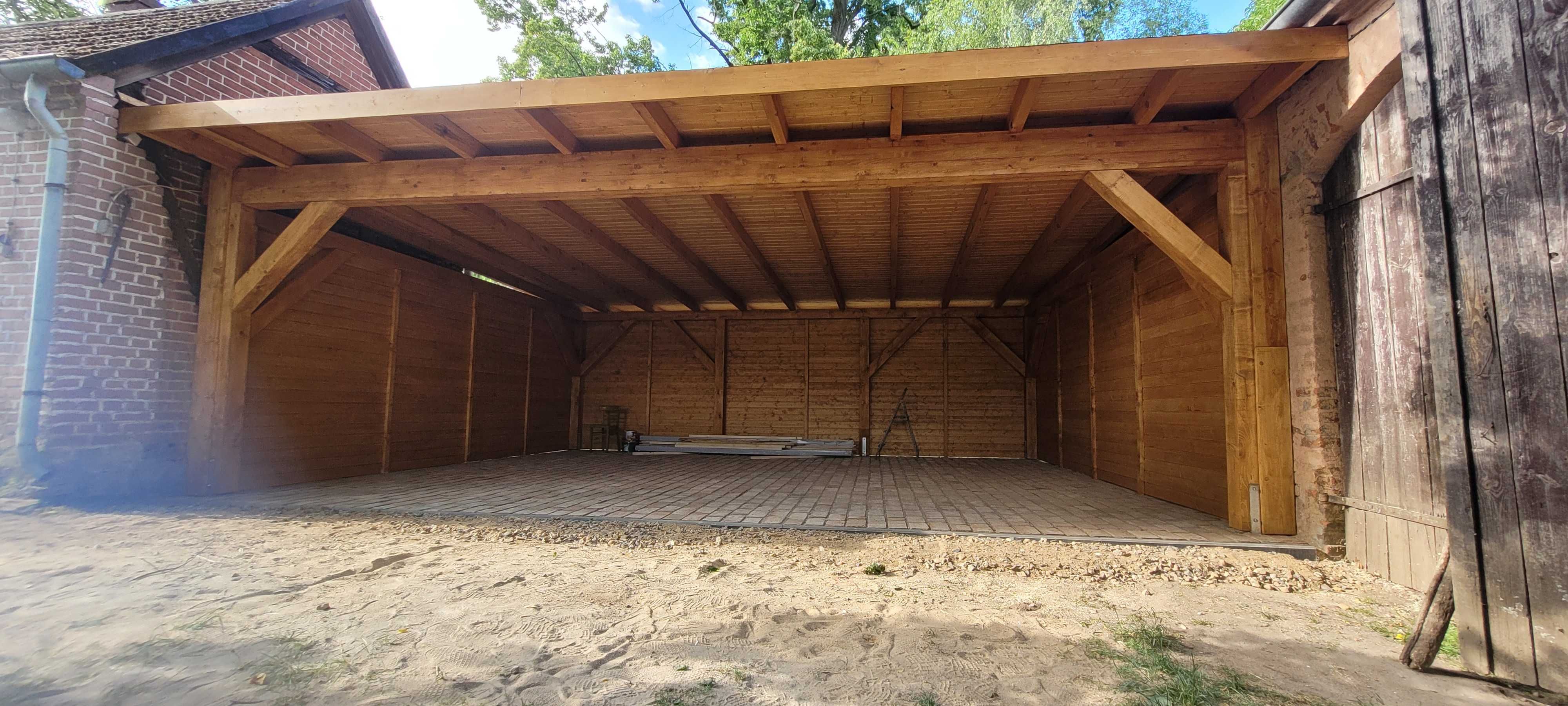 Wiata drewniana, garaż drewniany 840 cm x 600 cm