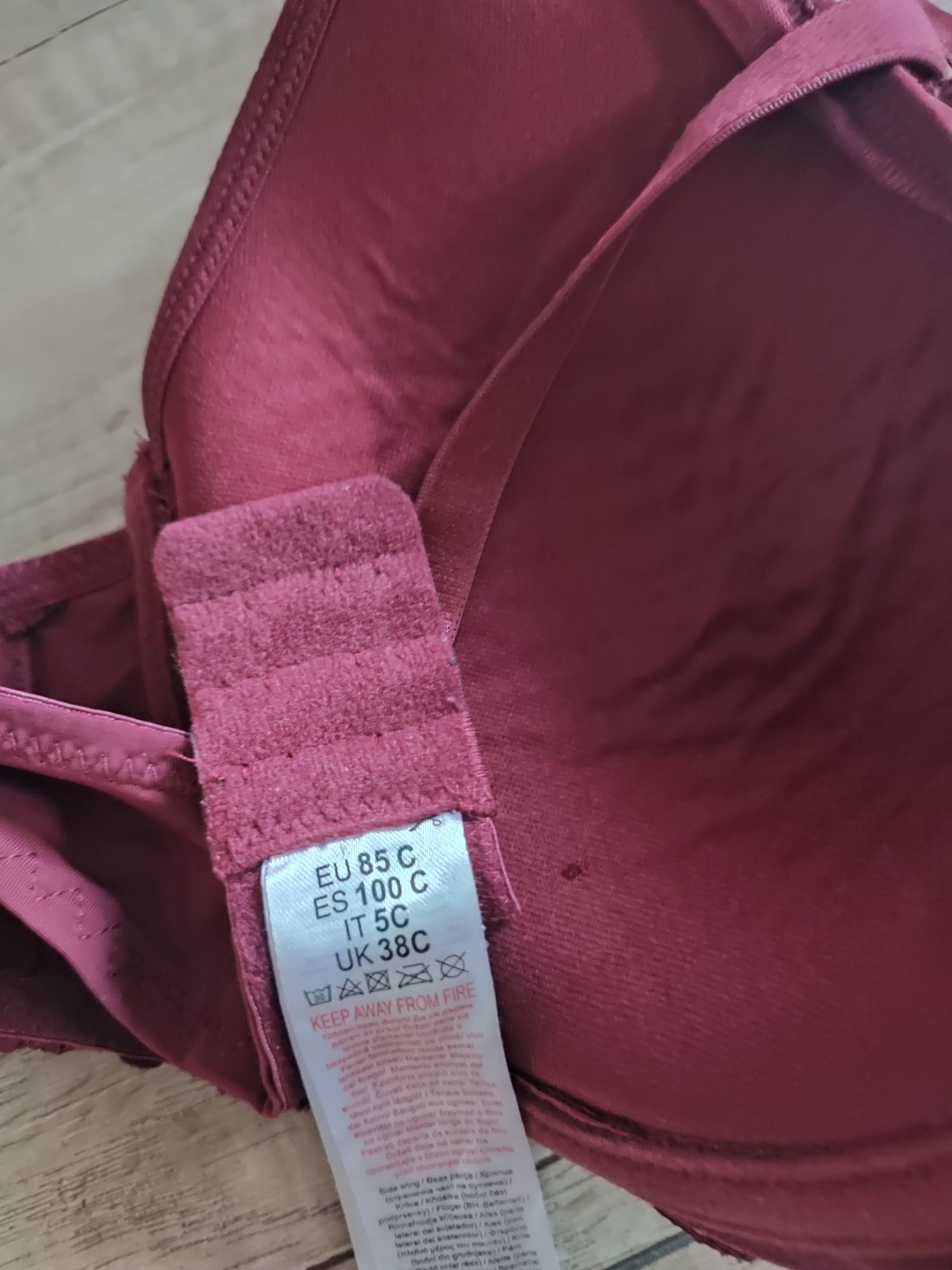 Stanik biustonosz koronkowy 85c bordo