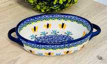 Ceramika Bolesławiec. Zapiakacz – Zapiek owalny z uszami 16 cm (2609)