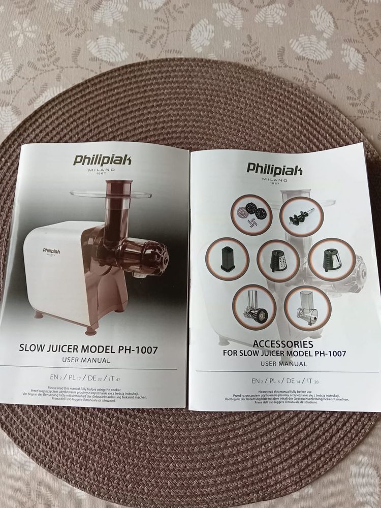 Wyciskarka Philipiak plus akcesoria ph 1007