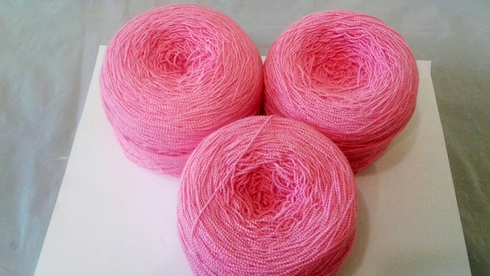 Тонка пряжа нова рожева бавовна з акрилом 500г