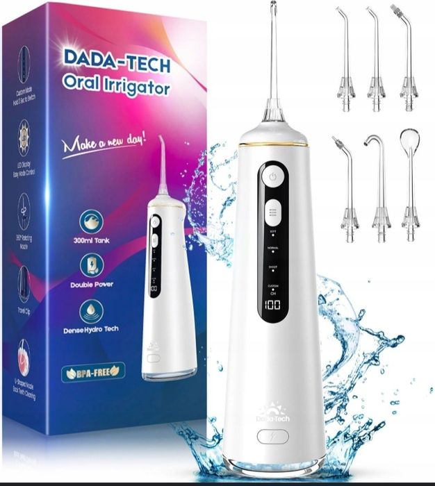 DADA-TECH Irygator do zębów bezprzewodowy 4 tryby 7 końcówek