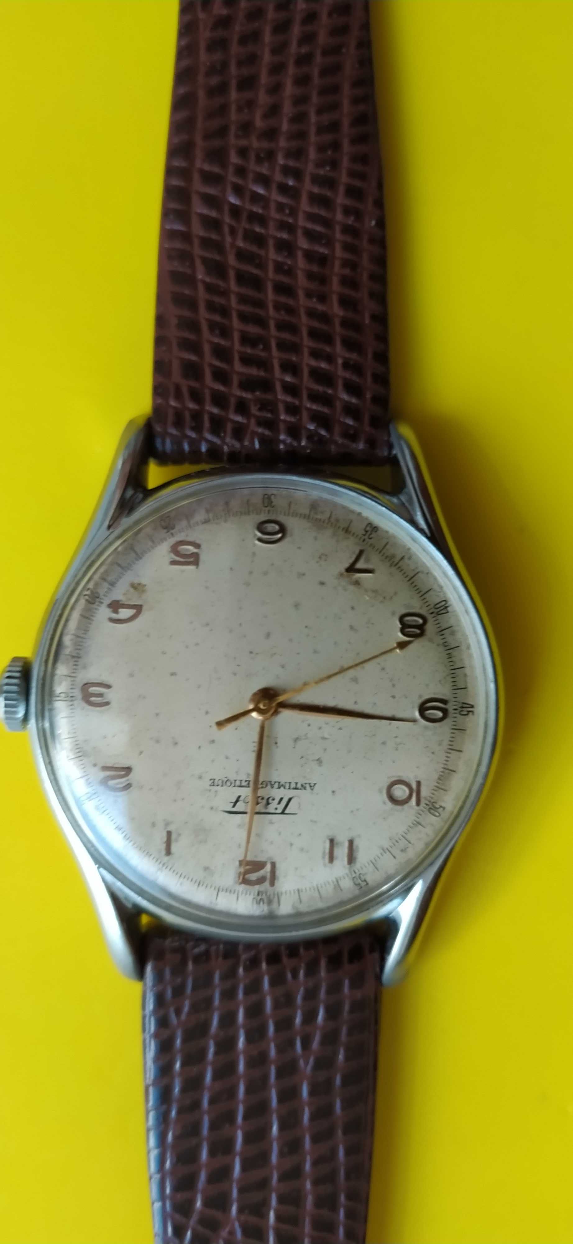 Duży Tissot cal.27B-21 w chromowanej kopercie 35 mm bez koronki