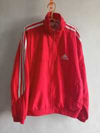 Wiosenna kurtka Adidas 152 czerwona wiatrówka sportowa bluza z paskami
