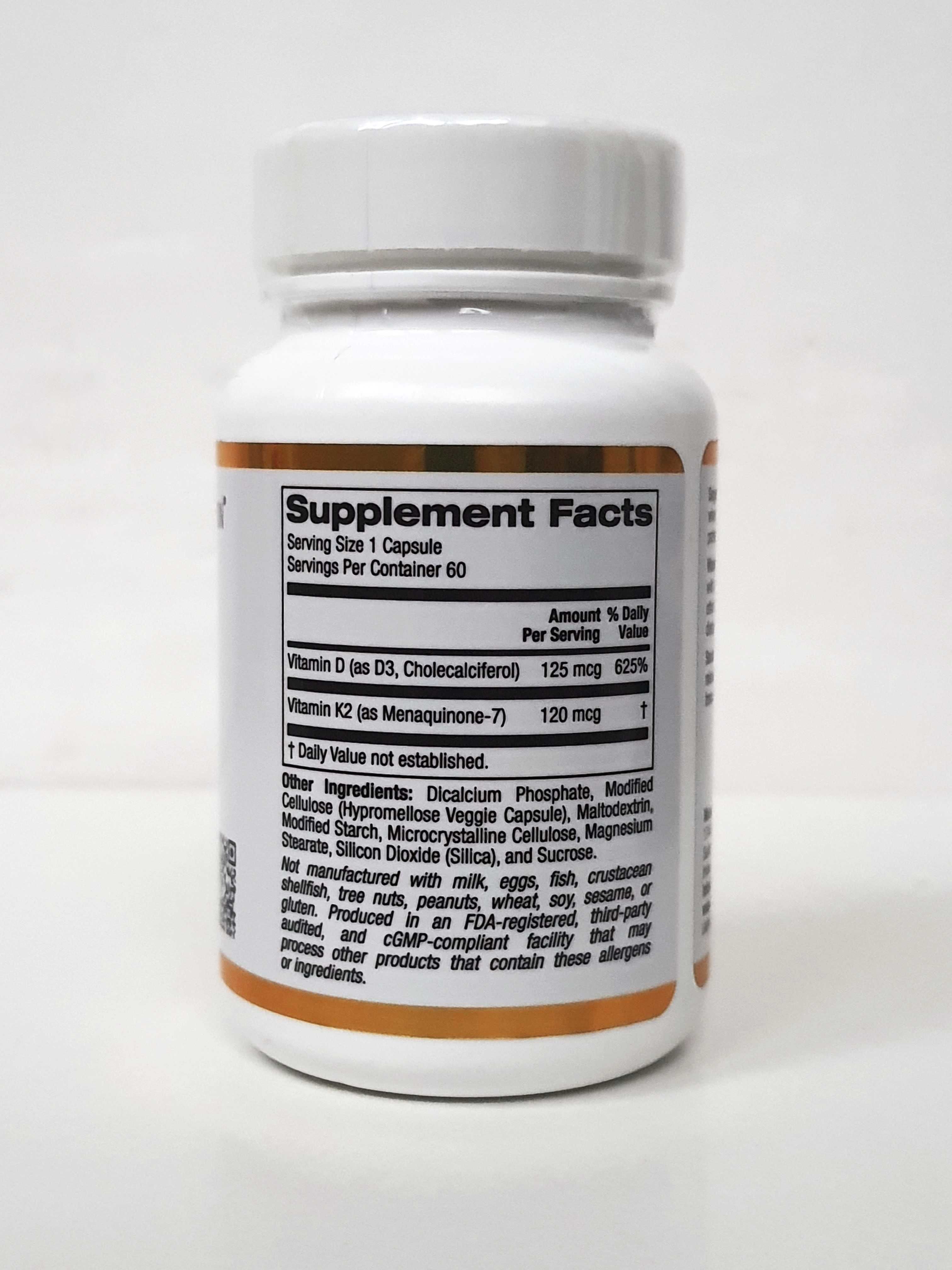 Вітамін D3 + K2 California Gold Nutrition, 60 капсул