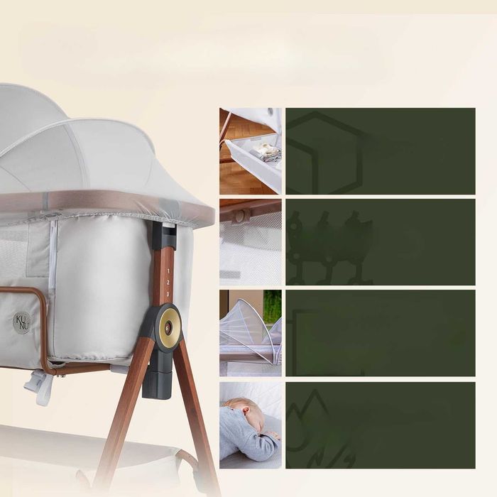 Łóżeczko KUNU Dostawka Kołyska bujak Skandynawski Design