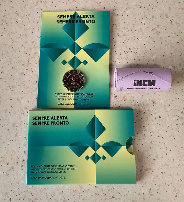 Moedas PROOF  BNC e corrente " Sempre alerta. Sempre PRONTO"