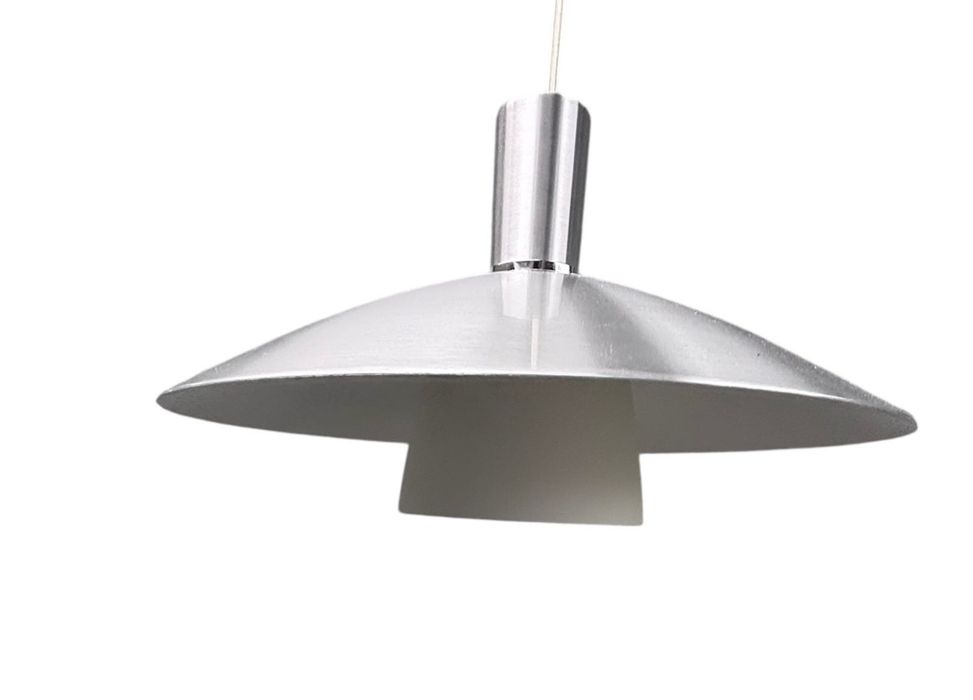 duńska lampa wisząca srebrna dania retro prl space Age