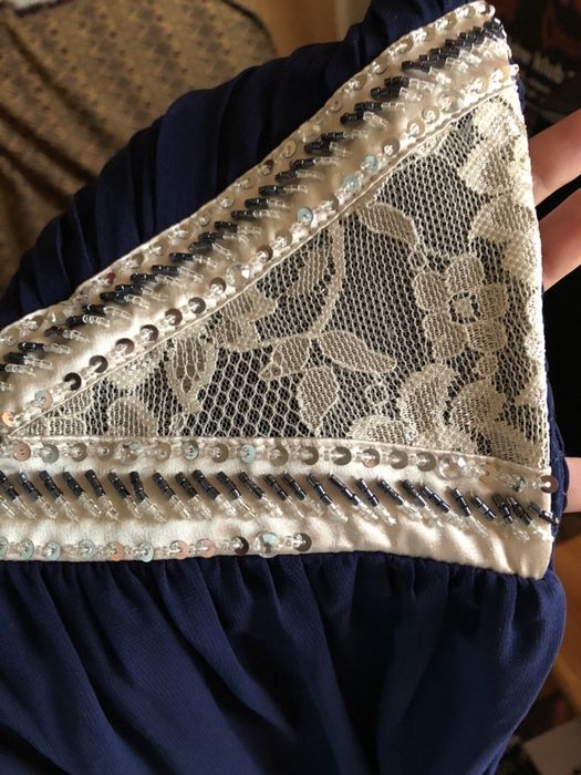 Sukienka suknia maxi Little Mistress 38 M granatowa wesele