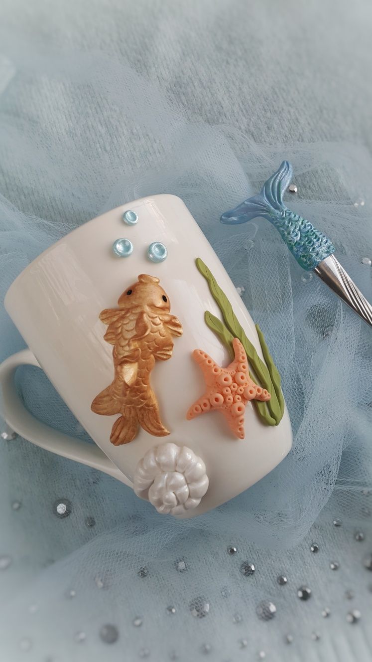 Kubek łyżeczka handmade fimo